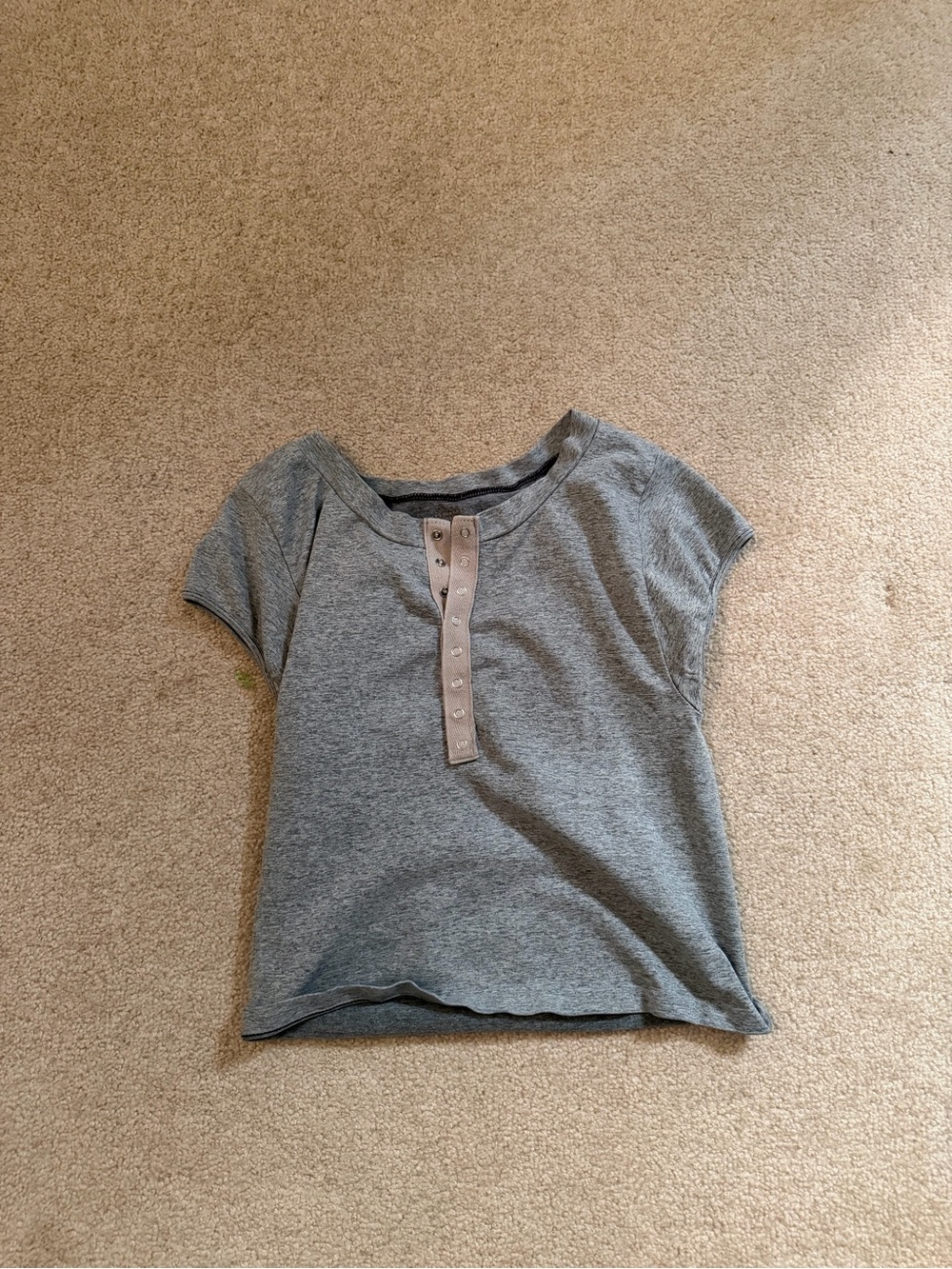 Free People Gray Short Sleeve Henley Top